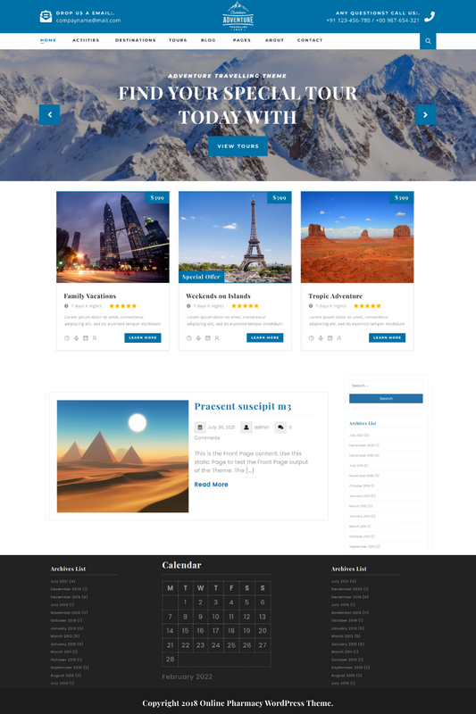 Free Travel Agent WordPress Theme