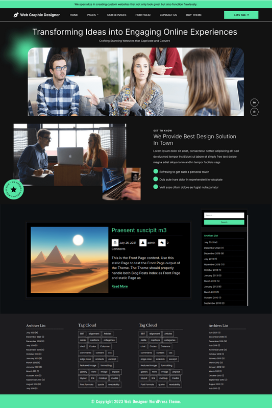 Free Web Designer WordPress Theme