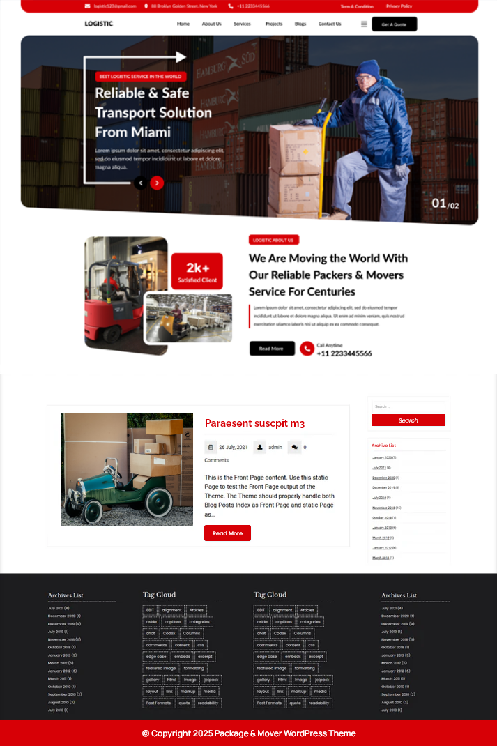 Free Packers WordPress Theme