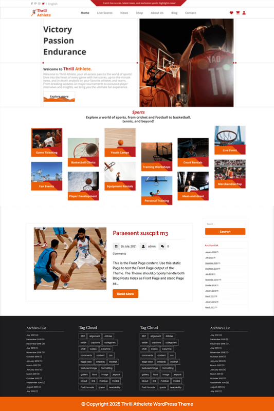 Free Sports WordPress Theme