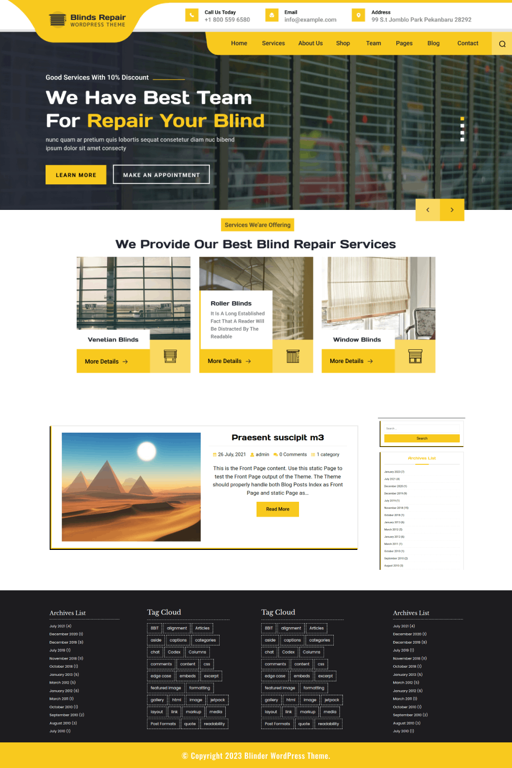 Free Blinds Repair WordPress Theme