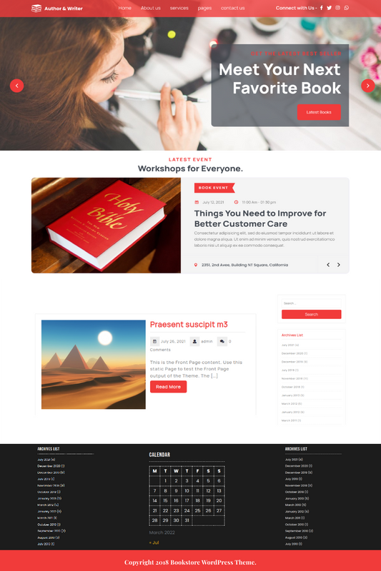 Free Bookstore WordPress Theme