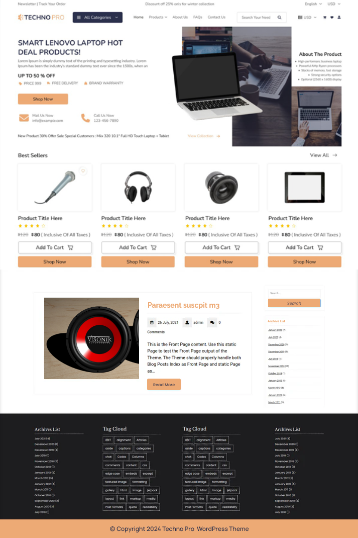 Free Gadget Store WordPress Theme