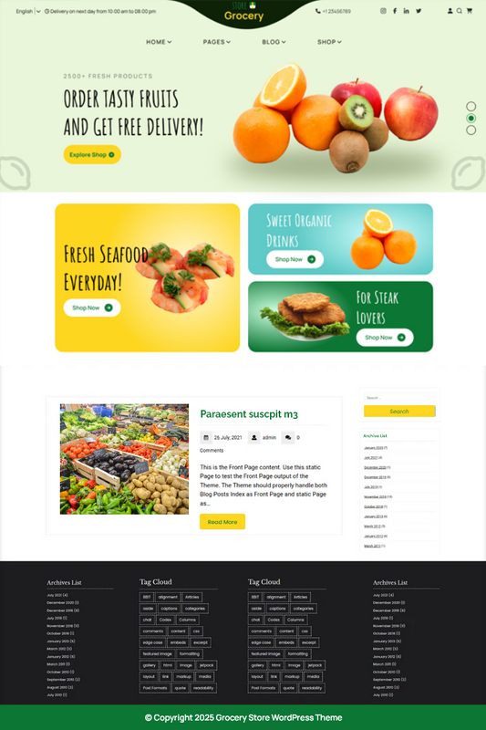 Free Grocery WordPress Theme