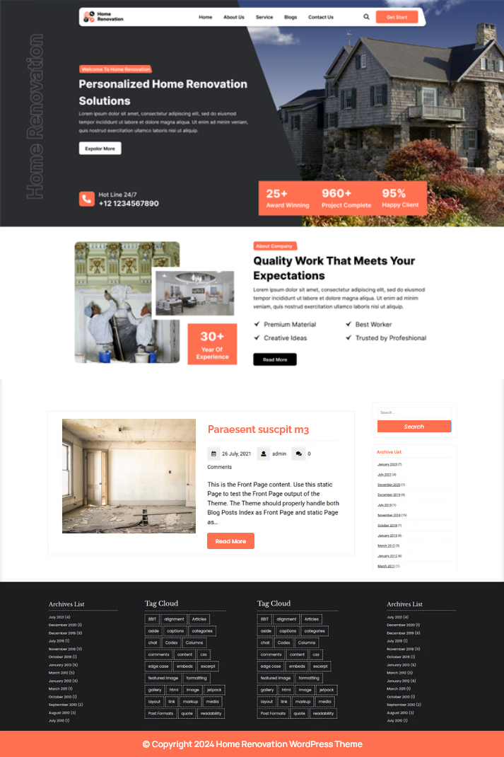 Free Home Renovation WordPress Theme