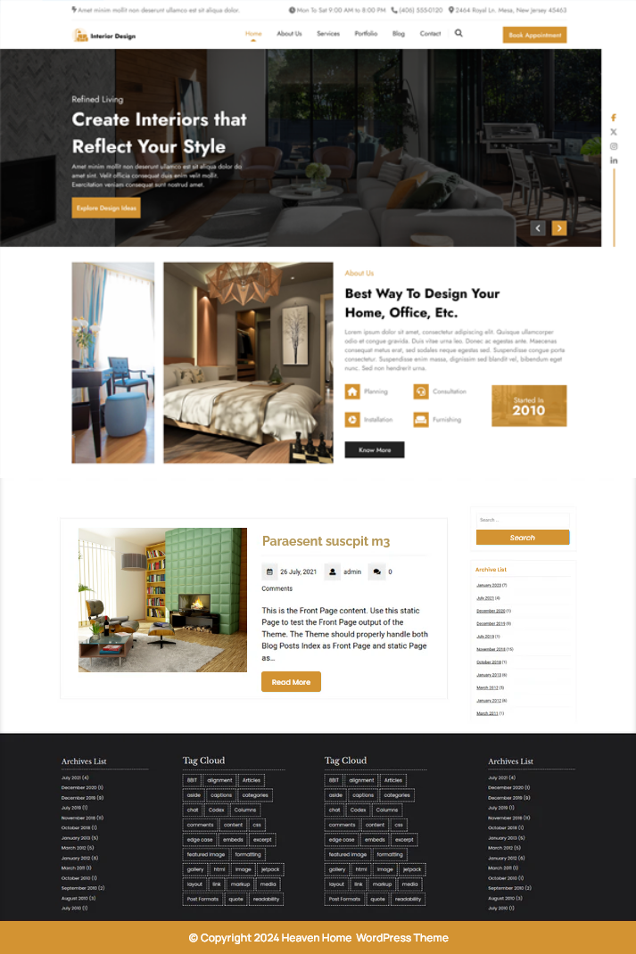 Free Interior Design WordPress Theme