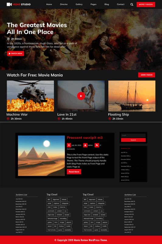 Free Movie Review WordPress theme