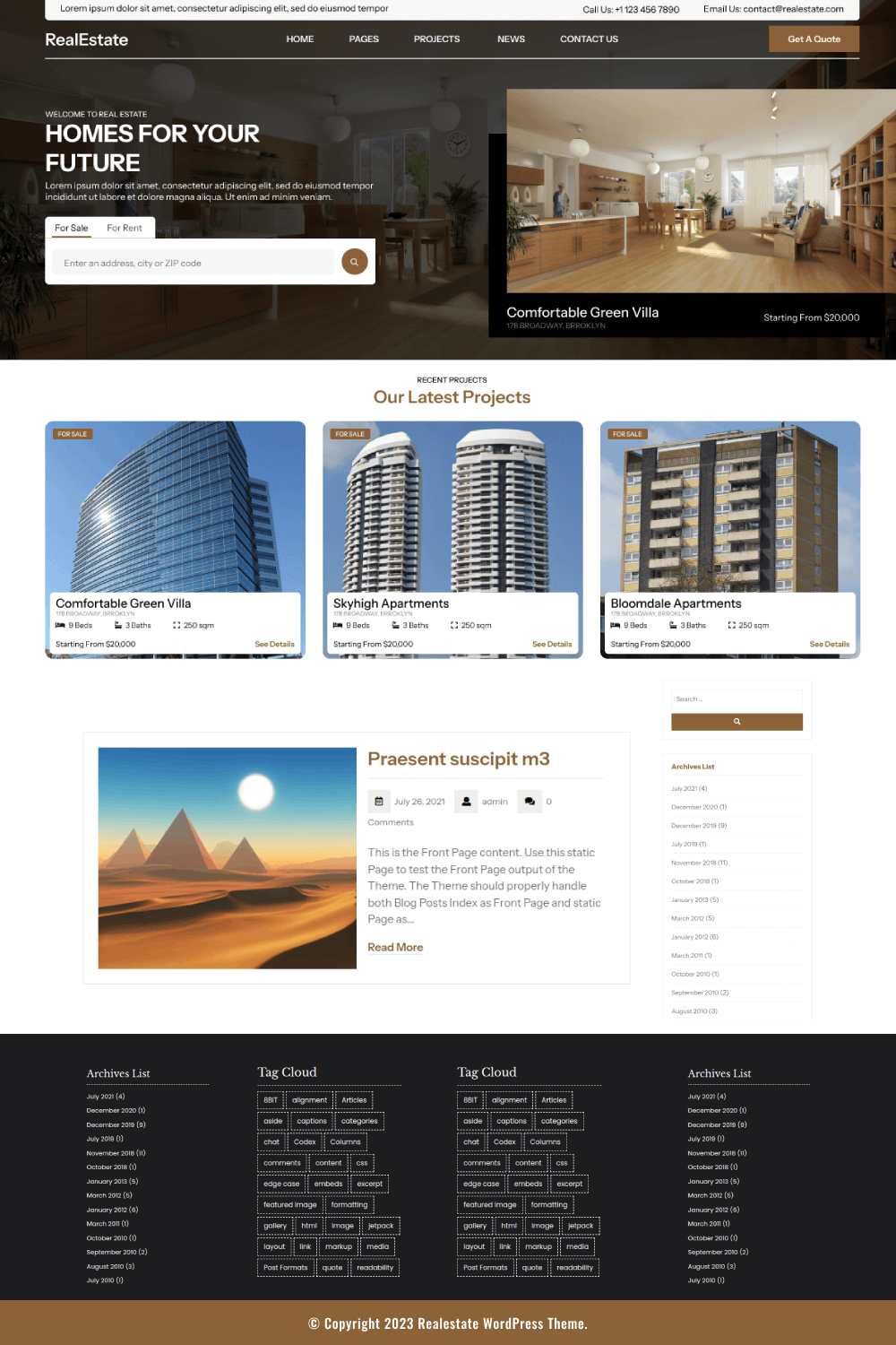 Free Real Estate WordPress Theme