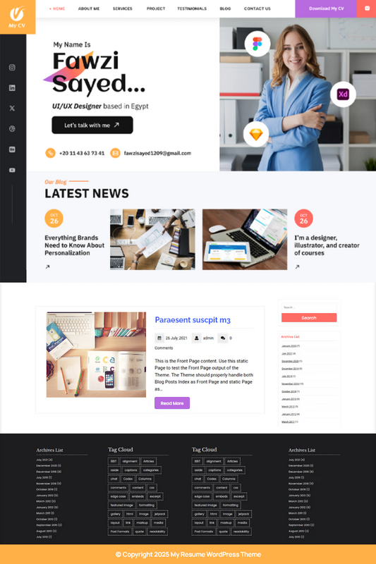 Free Resume WordPress Theme