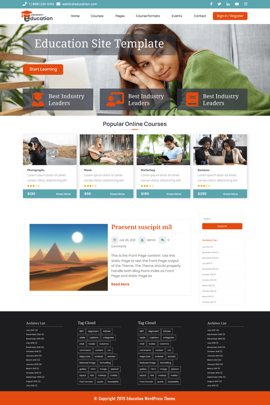 Free University WordPress Theme