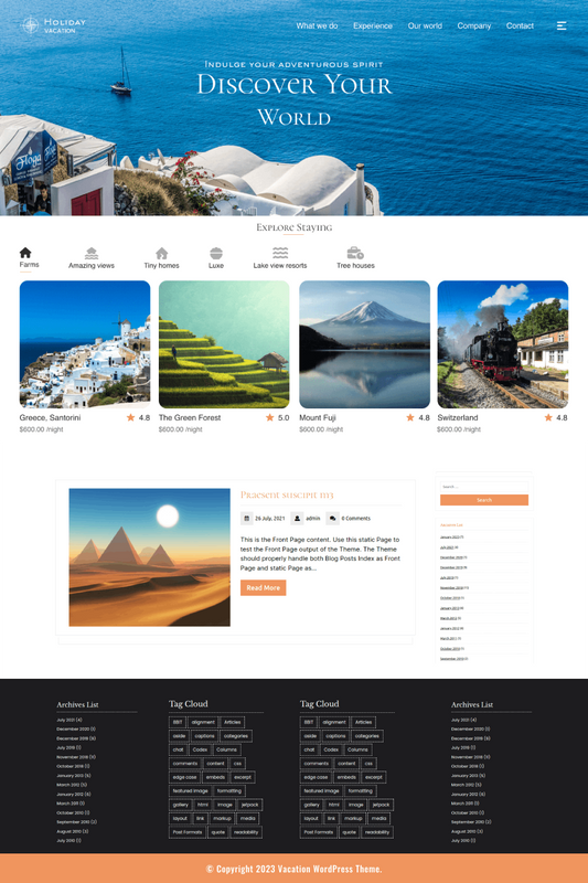 Free Vacation Rental WordPress Theme